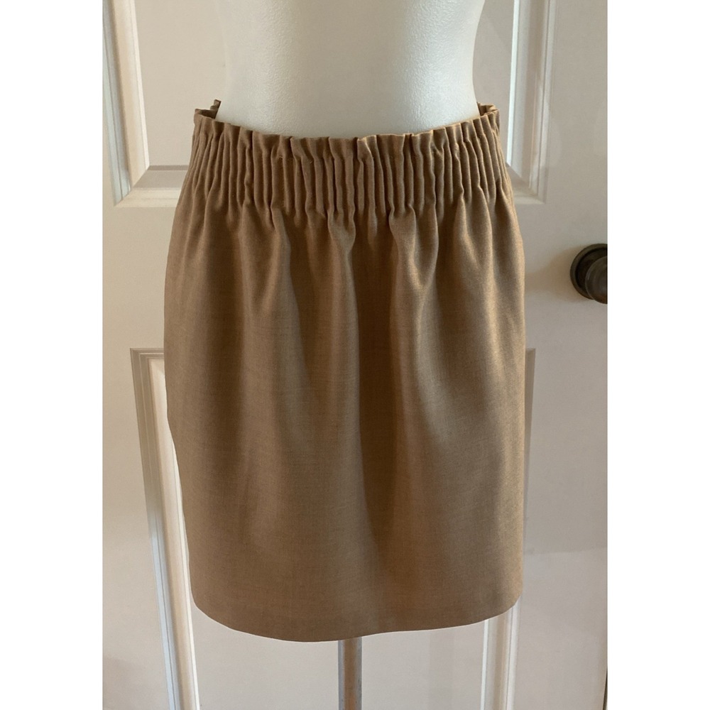J Crew Pull On Skirt 4 Camel Brown Wool Blend Pockets Lined Career Casual